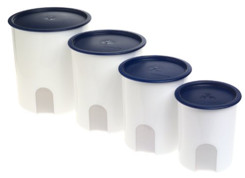 Tupperware One Touch Reminder Canisters, Set of 4, Bold N Blue