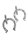 Large Western Cowboy Horseshoe Cufflinks Silver-Tone Cuff Links Included Gift Box
