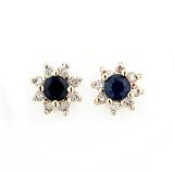 14-Karat Yellow Gold Sapphire and Diamond Earrings