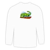 Long Sleeve T-shirt with green, walking, dinosaur, prehistoric, herbivore Large White