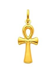 14K Yellow Gold Religious Medium Ankh Cross Charm Pendant