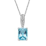 Blue Topaz and Diamond Pendant