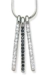 Three bar two clear CZ and one black CZ Sterling Silver Pendant. Comes with a 16 Sterling Silver Necklace
