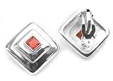 Sterling Silver 5mm Square Red Garnet Clip On Earrings