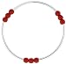 Sterling Silver Stretch Bangle, 3 Section Triple Coral Color Beads