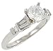 Round/Baguette Diamond Engagement Ring .37ct (CZ ctr)
