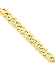 14k Gold 10mm Beveled Curb Chain 20 Inches