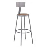 600 Series Stool with Adjustable Legs and Backrest in Azure Metallic Grey with Gunmetal Vinyl (19