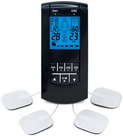 Professional Dual Channel Electronic Massager with Pain Relief Programs - Backlight Display - Muscle Massage Therapist for Shoulders - Back and Body (with 4 extra pads for Free)