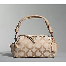 Coach Parker Op Art Shoulder Zip Bag 13439 Rosegold Light Khaki Sand
