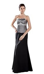 Strapless Beaded Backless Taffeta Evening Dress 