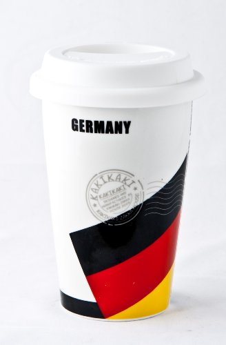 Cartina della Germania su tazza da caffè / calice / tazza da té tazza da viaggio di ceramica con coperchio di materia sintetica