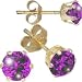 Jewelco London 9ct Yellow gold studs claw-set with 5mm Solitaire purple cubic zirconia stone