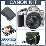 Canon Digital Rebel XTi Chrome SLR Camera / Lens Kit with EFS 18-55mm f/3.5-5.6 Zoom Lens, 2 GB CF Memory Card, Spare NB-2LH Lithium-Ion Rechargeable Battery, Slinger System Bag