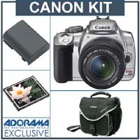 Canon Digital Rebel XTi Chrome SLR Camera / Lens Kit with EFS 18-55mm f/3.5-5.6 Zoom Lens, 2 GB CF Memory Card, Spare NB-2LH Lithium-Ion Rechargeable Battery, Slinger System Bag