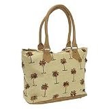 Green Street Designs Sunset Palms Satchel (Tan with woven red, orange & green accents)