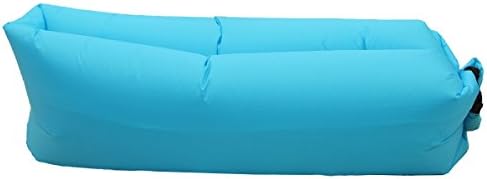 Outdoor Inflatable Air Lounger Sleep Sofa Couch Portable Sleeping Hangout Lounge Air Bag (Sky Blue)