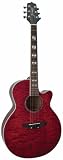 Jasmine ES450C NEX Cutaway Acoustic-Electric Guitar with Free Hardshell Case - Red Quilt