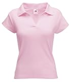 Fruit of the Loom lady fit rib polo shirt Light pink XS - size 8