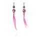 Boho Beaded Feather Clip On Earrings - Pink