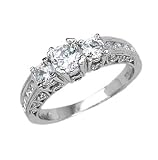 Sterling Silver Engagement Rings 303 with CZ - Sizes: 6-9