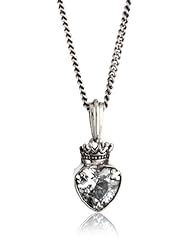 King Baby Crowned Heart Large Cubic Zirconia Pendant Necklace