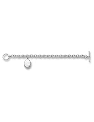 Sterling Silver Toggle Bracelet with Oval Polished Locket, 7"