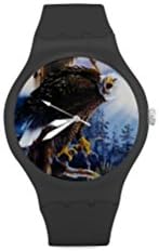 Special Design American Pride the Bald Eagle Pattern, Cool Eagle Custom Unisex Round Rubber Sport Watch, Special Design, 100% Plastic Quartz