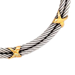 925 Silver Open-Back Neckwire with 18k Gold Accents