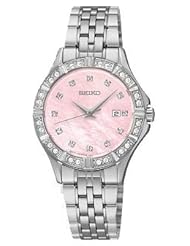Seiko Pink Mother of Pearl Dial Stainless Steel Ladies Watch SXDF13