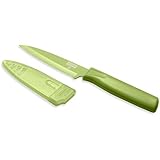 Kuhn Rikon 4-Inch Nonstick Colori Serrated Paring Knife, Green