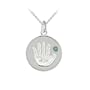Sterling Silver Emerald May Birthstone Handprint Pendant, 18"