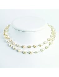 Sterling Silver Double Strand Freshwater Cultured Pearl 17in Necklace