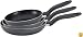 T-fal A857S394 Specialty Nonstick 3-Piece 8-Inch, 9.5-Inch, and 11-Inch Fry Pan /Saute Pan Dishwasher Safe Cookware Set, Black