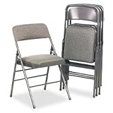 Samsonite 36885CVG4 Fabric Padded Seat/Back Folding Chair, Gray Frame, Cavallaro GY
