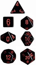 Polyhedral 7-Die Opaque Dice Set - Black with Red