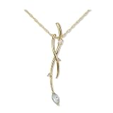 9ct Yellow Gold Diamond and Sky Blue Topaz Pendant with 18 Chain