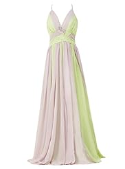 Sexy Sleeveless Spaghetti Strap Chiffon Floor Length Beaded Bridesmaid Dress/Prom Dress/Wedding Party Dress 