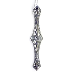 Vintage Platinum and Diamond Brooch Pendant by