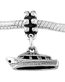 3d Boat   Yacht Boat Dangle Bead Charm Sterling Silver