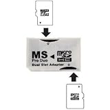 MS PRO DUO Adapter. Converts Two MicroSD or MicroSDHC Cards To MS PRO DUO. Compatible with PSP. Support up to 32GB