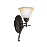 Kichler Lighting 5941DBK Pomeroy - One Light Wall Mount, Distressed Black Finish with Sunrise Marble Glass