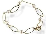 14K Cultured (Akoya) Pearl Oval Link Bracelet
