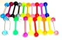 Body Accentz&reg; 10 Flexible Acrylic Tongue Ring 14g - In Assorted Colors + free all clear flex
