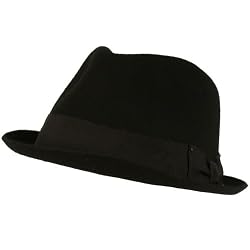 Unisex Winter Classic 100% Wool Felt Upturn Snap Curled Brim Ribbon Hat Black L/XL