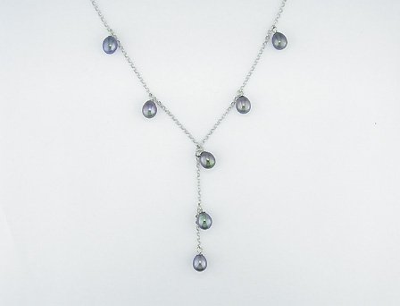 14KW 6.5-7mm black freshwater pearl necklace
