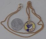 St. Louis Blues Hockey Team 1980`s Logo On Enamel Necklace With Gold Colored Chain