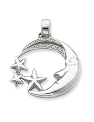 Sterling Silver Moon and Stars with CZ Pendant QC4804"