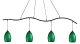 Z-Lite 131-4SB-GREEN 61-Inch 4-Light Billiard / Island Fixture with Glass Shades