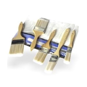 5-Brush Paint Stain Varnish Set - Wood Handles by RidgeRock Tools